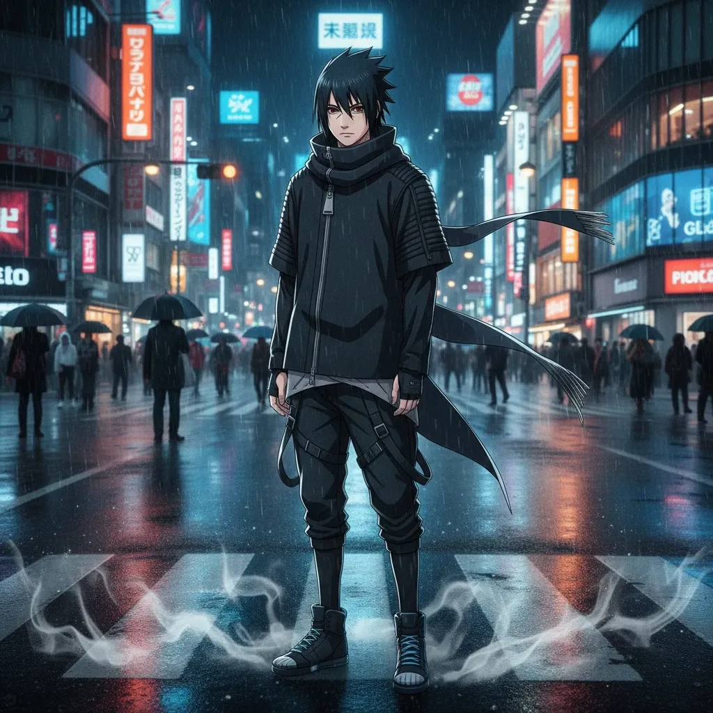 Naruto Streetwear Alchemy Where Sasuke Turns Casual Layers Into Futuristic Nightfire Style