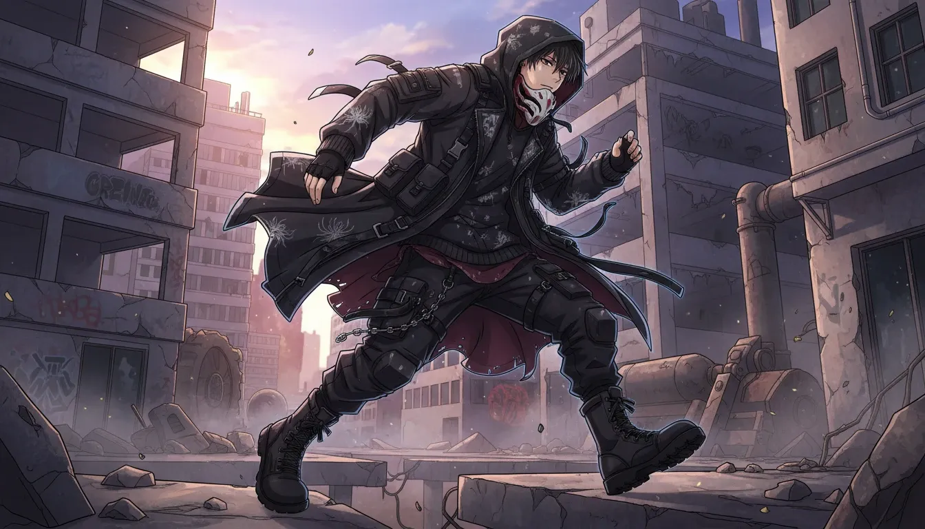 Fusion de Streetwear de Tokyo Ghoul Kaneki Ken avec un Style Avant-Garde : Un Look Urbain Audacieux et Tendance