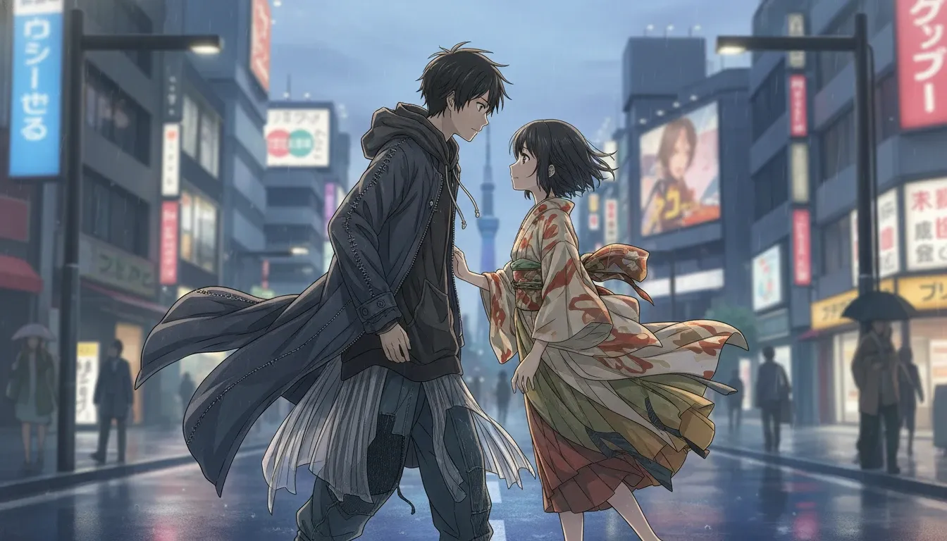 Taki e Mitsuha di Your Name sfilano a Tokyo in streetwear senza sforzo e silhouette avanguardistiche